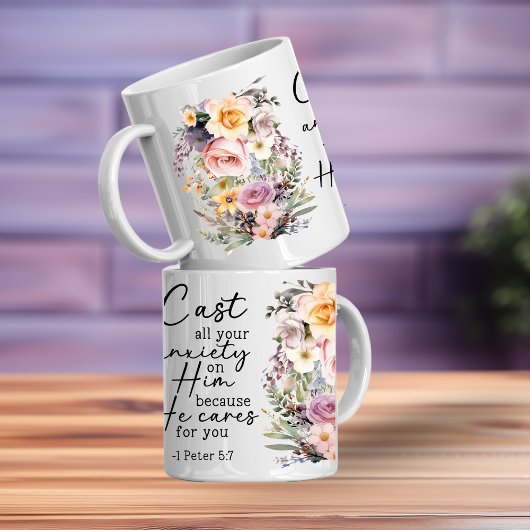 Christian Bible Verse Psalms Floral Coffee Mug Koffiemok