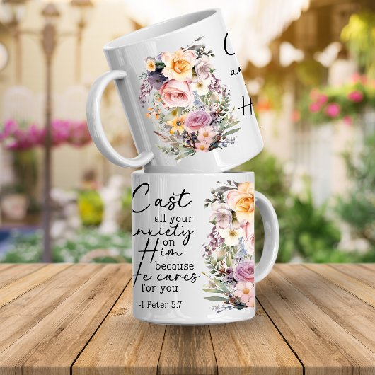 Christian Bible Verse Psalms Floral Coffee Mug Koffiemok