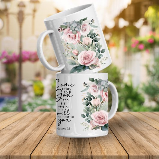 Christian Bible Verse Psalms Floral Coffee Mug Koffiemok