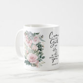 Christian Bible Verse Psalms Floral Coffee Mug Koffiemok (Voorkant links)