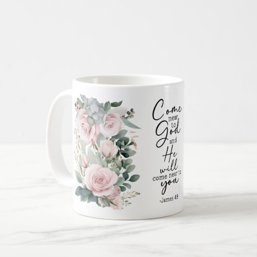Christian Bible Verse Psalms Floral Coffee Mug Koffiemok (Voorkant links)