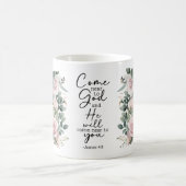 Christian Bible Verse Psalms Floral Coffee Mug Koffiemok (Center)