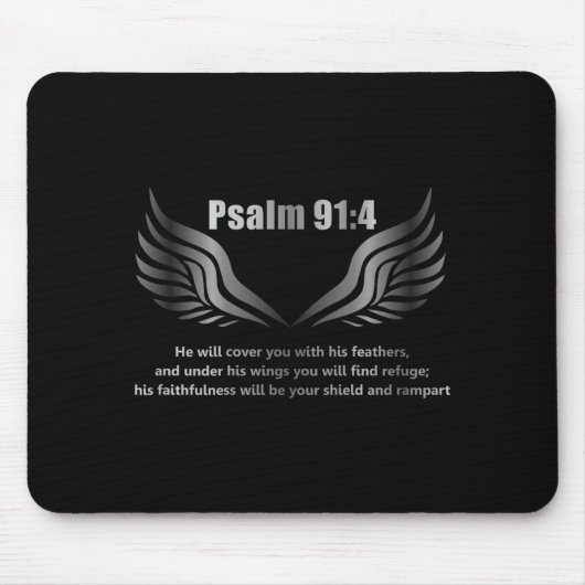 Christian Bible Verse Quote Psalm 91 4 Design On T Muismat (Voorkant)