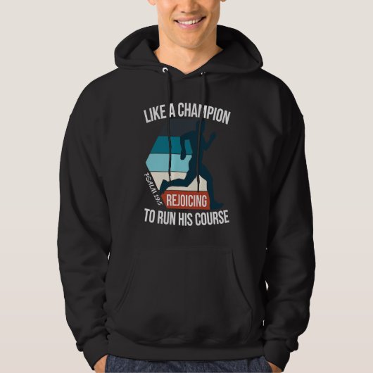 Christian Bible Verse Run His Course Quote Running Hoodie (Voorkant)