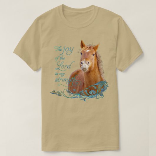 Christian Bible Verse Smiling Horse T-shirt (Design voorkant)