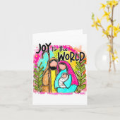 Christian Birth Of Jesus Joy To The World Christma Kaart (Gele Bloem)