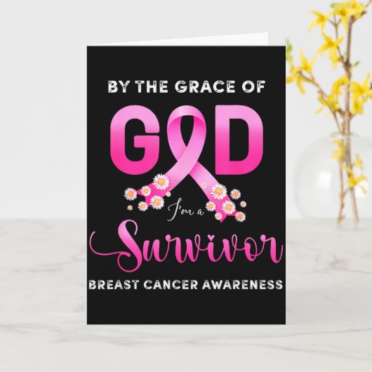 Christian By Grace Of God Survivor Breast Cancer A Kaart (Gele Bloem)