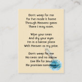 Christian Celebration of Life Service Feather Pen  Visitekaartje (Achterkant)