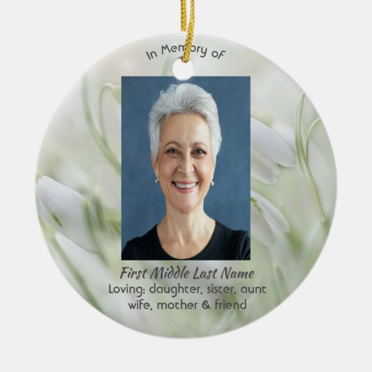 Christian Celebration of Life Snowdrop Flowers Keramisch Ornament (Voorkant)