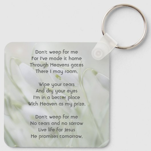 Christian Celebration of Life  Snowdrop Flowers Sleutelhanger (Achterkant)