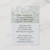 Christian Celebration of Life  Snowdrop Flowers Visitekaartje (Achterkant)