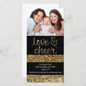 Christian Christmas Glitter Effect Love Cheer Feestdagenkaart (Voorkant / Achterkant)