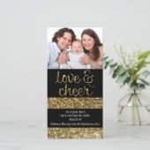 Christian Christmas Glitter Effect Love Cheer Feestdagenkaart (Staand voorkant)