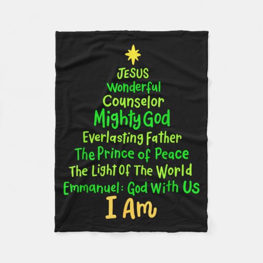 Christian Christmas Jesus Bible Names Xmas Tree Sh Fleece Deken (Voorkant)