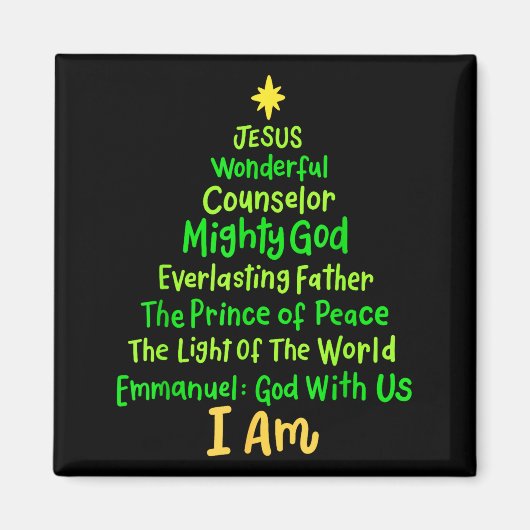 Christian Christmas Jesus Bible Names Xmas Tree Sh Magneet (Voorkant)