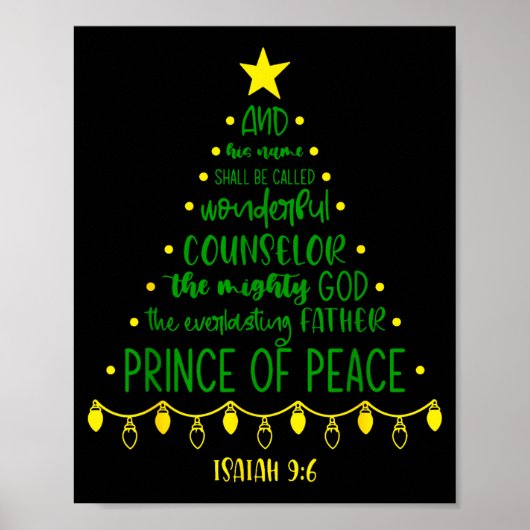 Christian Christmas Jesus Bible Names Xmas Tree Sh Poster (Voorkant)