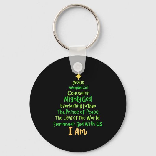 Christian Christmas Jesus Bible Names Xmas Tree Sh Sleutelhanger (Voorkant)