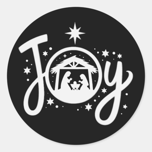Christian Christmas Joy Jesus Nativity Scene Faith Ronde Sticker (Voorkant)