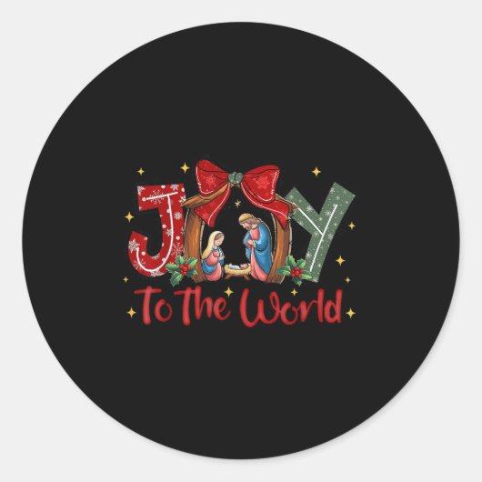 Christian Christmas Joy To The World Coquette Jesu Ronde Sticker (Voorkant)