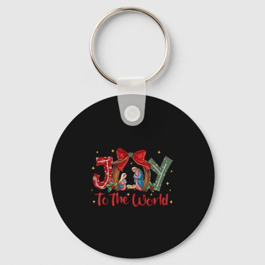 Christian Christmas Joy To The World Coquette Jesu Sleutelhanger (Voorkant)