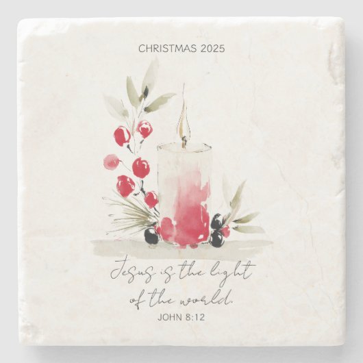 Christian Christmas Modern Scripture Candle Custom Stenen Onderzetter (Voorkant)