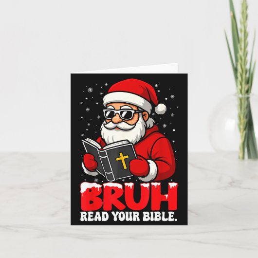 Christian Christmas Santa Bruh Read Your Bible Rel Kaart (Voorkant)