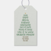 Christian Christmas Tree Names of Jesus Typography Cadeaulabel (Voorkant)