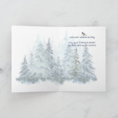 Christian Christmas Winter Spruce Tree Chickadee Feestdagen Kaart (Binnen)