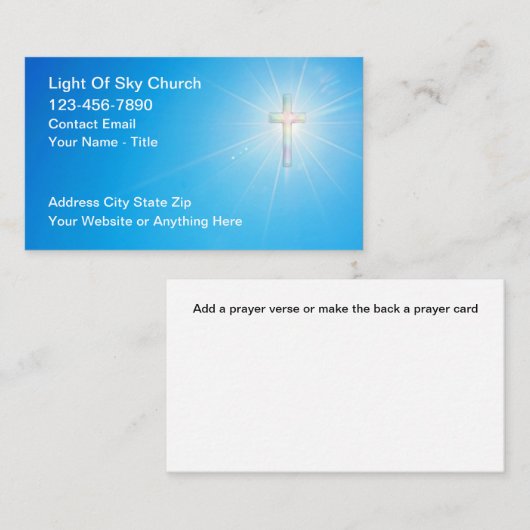 Christian Church Business Cards With Cross Visitekaartje (Voorkant / Achterkant)