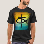 Christian Cross and Jesus Fish Symbol T-shirt (Voorkant)