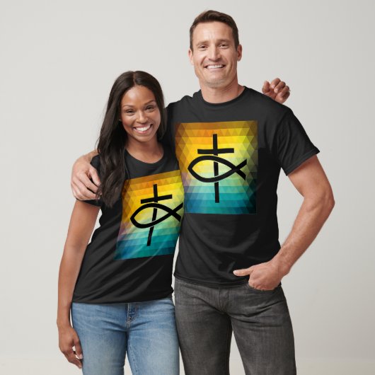 Christian Cross and Jesus Fish Symbol T-shirt (Unisex)