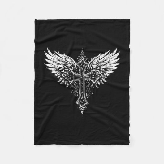 Christian Cross Angel Religious Fleece Deken (Voorkant)