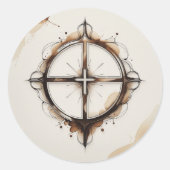 Christian Cross Compass Sticker (Voorkant)