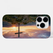 Christian Cross Hilltop Sunset iPhone Case (Achterkant (horizontaal))