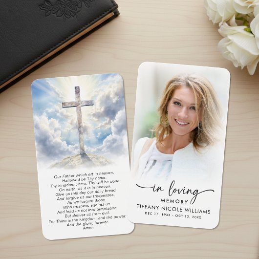 Christian Cross In Loving Memory Prayer Cards Visitekaartje