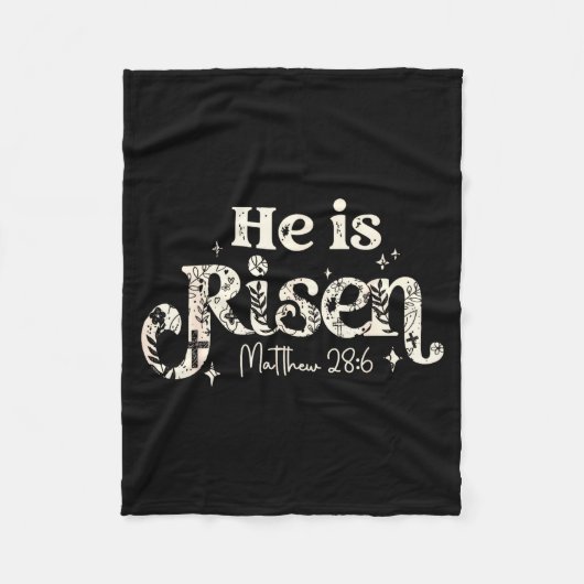 Christian Cross Jesus Happy Easter He Is Risen Mat Fleece Deken (Voorkant)