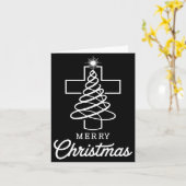 Christian Cross Jesus Merry Christmas Xmas Tree Ho Kaart (Gele Bloem)