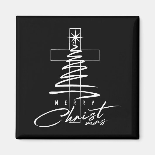 Christian Cross Jesus Merry Christmas Xmas Tree Ho Magneet (Voorkant)