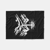 Christian Cross Mountains Religious Fleece Deken (Voorkant (Horizontaal))