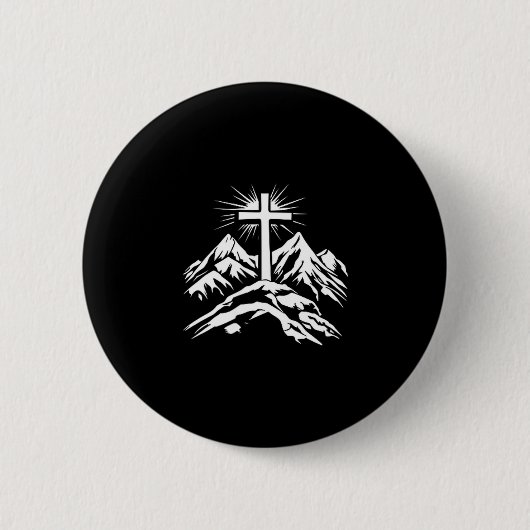 Christian Cross Mountains Religious  Ronde Button 5,7 Cm (Voorkant)