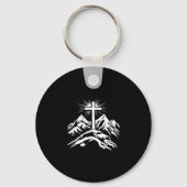 Christian Cross Mountains Religious  Sleutelhanger (Voorkant)
