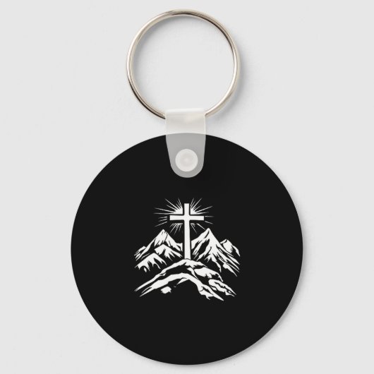 Christian Cross Mountains Religious  Sleutelhanger (Voorkant)