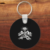Christian Cross Mountains Religious  Sleutelhanger (Voorkant)