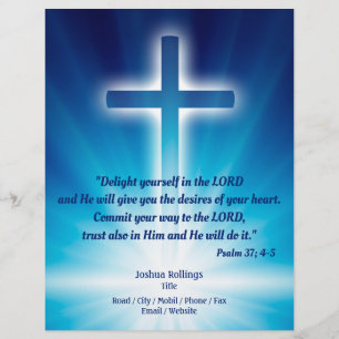 Christian Cross on glowing blue background Flyer