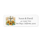 Christian Cross Religious Sunflowers Etiket (Voorkant)