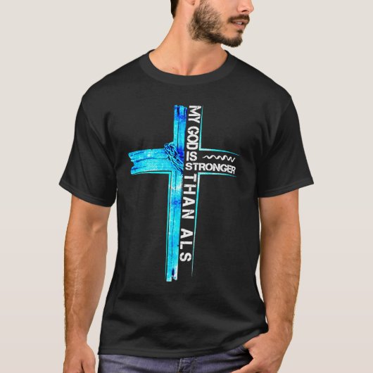 Christian Cross Ribbon ALS Awareness Costume Warri T-shirt (Voorkant)