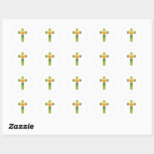 Christian Cross Ronde Sticker (Vel)