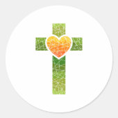 Christian Cross Ronde Sticker (Voorkant)