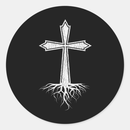 Christian Cross Rooted In Jesus Christ Christian Ronde Sticker (Voorkant)