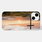 Christian Cross Scenic Hillside Sunset iPhone Case (Achterkant (horizontaal))